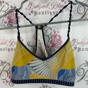Carve Designs bra racer back floral flowers Yellow and Blue Bralette